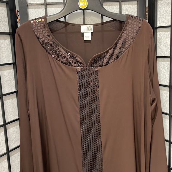 Your Best Friend, Dark Brown Sequin Embellished Top, SZ XL NWOT - Picture 2 of 7